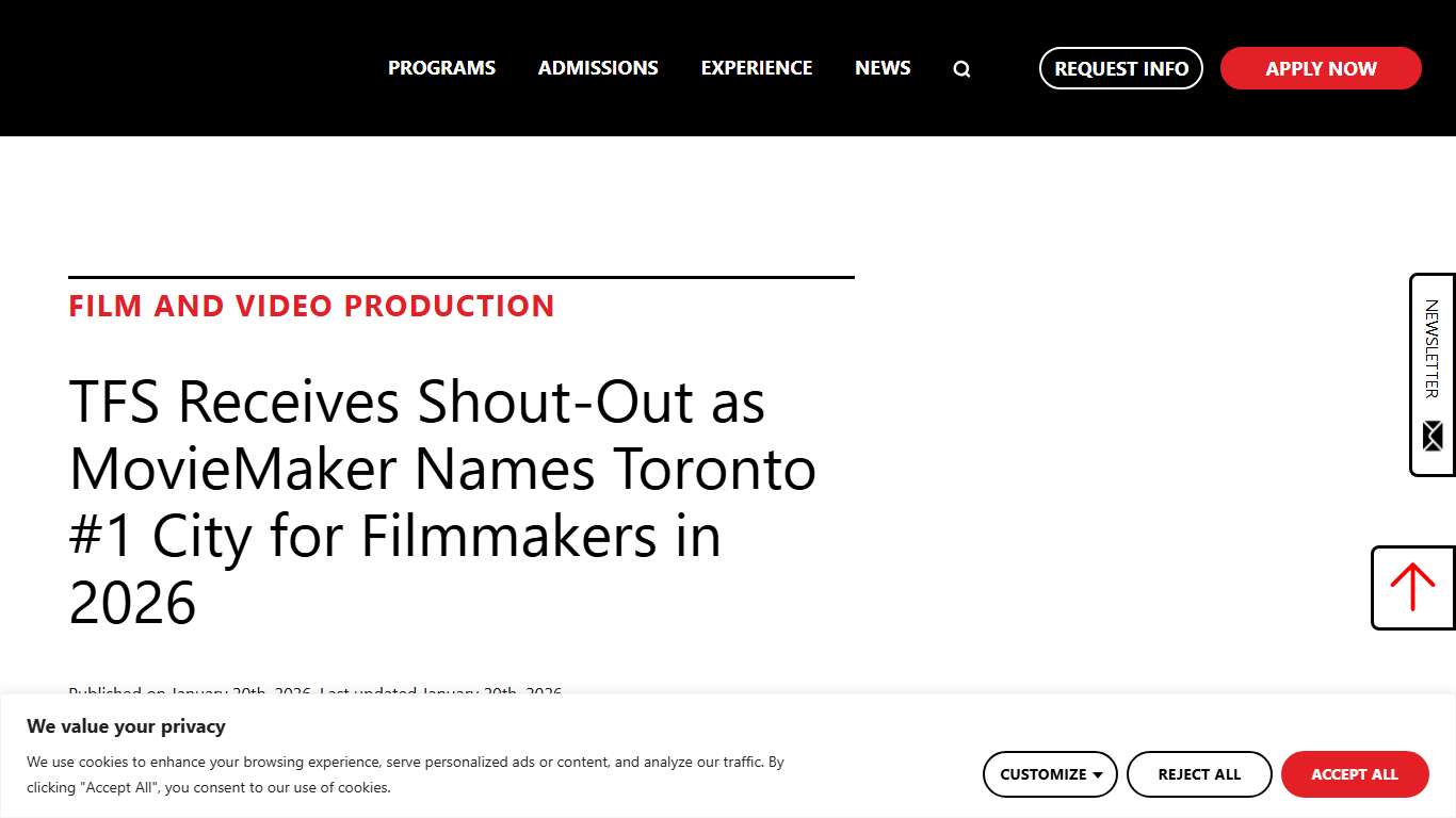 TFS Receives Shout-Out as MovieMaker Names Toronto #1 City for Filmmakers in 2026